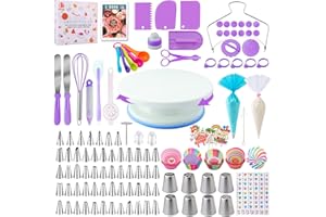 Kit Pasticceria Decorazioni Torte Set 356pcs, Nifogo Utensili Pasticceria con Giradischi, Beccucci, sac a Poche, Decorazioni Torta Compleanno, E-libro