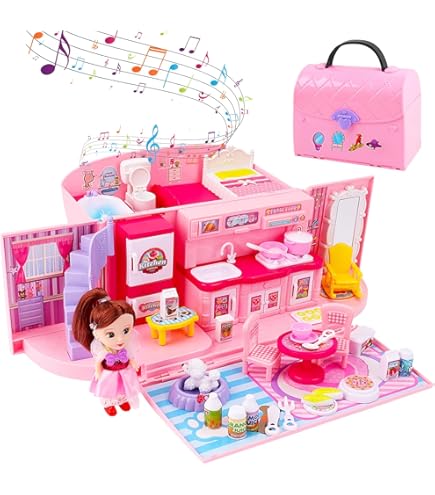 Kit maison de poupée en bois à monter soi-même - Maison avec meubles - Cadeau maison de jeu pour