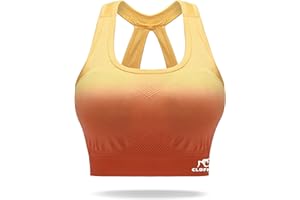 CLDFHX Damen Sport BH Starker Halt mit Polstern Ohne Bügel Comfy BH Nahtlos BH Racerback Top zum Yoga Joggen Fitness Laufen Pilate