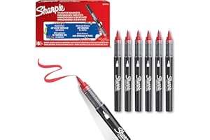 Sharpie Marqueurs Créatifs feutres acrylique | Pointe pinceau | Feutres de coloriage adulte à base d’eau idéal pour coloriage mystèrescrapbookingdessineretc. | Rouge | Lot de 6