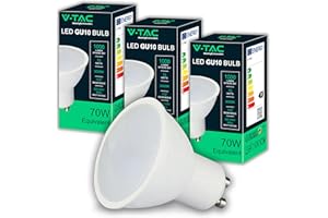 V-TAC 3x Lampadine LED GU10 - Alta Luminosità 10W (Equivalenti a 70W) - 1000 Lumen- Faretto Led GU10 per Massima Efficienza e Risparmio Energetico - 3000K Luce Calda