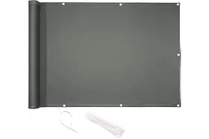 CelinaSun Pantalla de privacidad 0,9 x 4 m Antracita PES poliéster Lona balcón antiviento Valla jardín balcón Ojales Abrazaderas impregnada