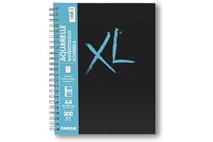 CANSON XL Art Book - Carnet spiralé 68 pages - Papier aquarelle - Grain fin - 21 x 29,7 cm - 300g/m² - Blanc