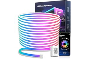 Mexllex Neonowa taśma LED RGB, 10 m, neonowa taśma LED RGB ze sterowaniem za pomocą aplikacji, synchronizacja muzyki, wodoszczelność IP67, neonowa taśma świetlna do salonu, sypialni, dekoracja