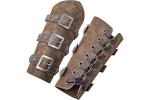 HiiFeuer Średniowieczne PU Skórzane Klamrowe Karwasze Przedramienia, Rycerz LARP Retro Renesansowe jelca, Jeden Rozmiar Jedna Para