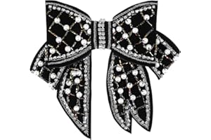 SOIMISS Large Bow Hair Clips Rhinestone Pearl Hair Pins Beads Bowknot Alligator Clips Barrette Vintage Glitter Bobby Pins for Women Girls Party Hair Accessories (Black)