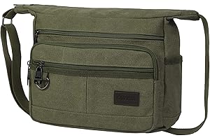 OVAKIA Messenger Shoulder Bag for Men, Cross Body Bag Retro Style Multiple Pocket with Zipper Canvas Casual Man Bag for Work School Travel Daily Use