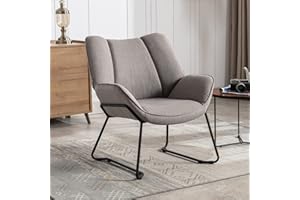 ‎WAHSON OFFICE CHAIRS Wahson Sessel Wohnzimmer Einzelsofa Loungesessel modern Relaxsessel mit Metallbeinen, Leinen, für Wohnzimmer/Schlafzimmer, Grau