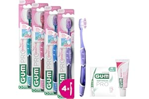 Brosse à dents GUM PRO SENSITIVE | brins ultra-doux pour dents et gencives sensibles | tête compacte | 4 x 1 pièce (avec 1 échantillon gratuit)