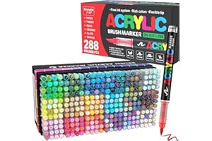 Guangna Couleurs de Marqueur Acryliques, Acrylic Paint Markers pour Papier, Verre, Galet, Métal, Plastique, Bois (288)