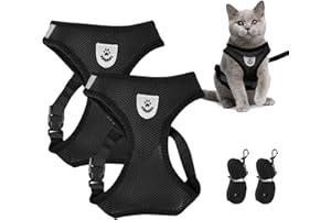 Set Pettorina e Guinzaglio Per Gatti: Nizirioo a Prova di Fuga, Riflettente, Regolabile, in Morbida Rete, Anti Tiro, Facile da Indossare, Robusto e Regolabile Per Addestramento