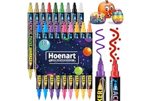 Hoenart Acrylfarben stifte, Acrylstifte für Steine Wasserfest 18 Farben Dual Tip Tifte für Steine Bemalen, Multimarker Doppelspitze Acryl Permanent Marker für Holz, Leinwand, Glas, Papier, Fotoalbum