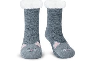 Justay Sowarm Chaussettes Femme chaussettes Antidérapantes chaussettes chaudes Femme Chaussettes de Slipper Chaudes Mignonnes Doublé en Molleton Thermiques Hiver Antidérapantes Cadeau de Noël