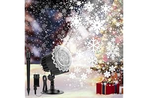 GuKKK Projektor na Boże Narodzenie, do użytku na zewnątrz, dynamiczny projektor płatków śniegu z timerem, wodoszczelne oświetlenie bożonarodzeniowe na zewnątrz, do ogrodu, na okno, ścianę, podwórko