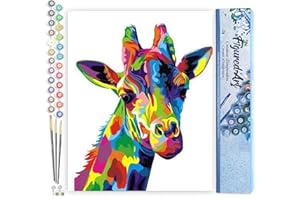Figured'Art Paint by Numbers for Adults Giraffe Pop Art 40x50cm - Craft Art Painting DIY Kit Rolled Canvas Without Frame