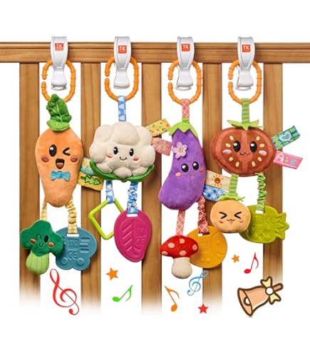 Jouet De Poussette Bébé 0-12 Mois - Peluche Hochet Sensoriel Avec Clip, Couineur, Mobile D'activité