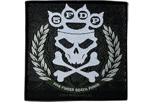 FIVE FINGER DEATH PUNCH KNUCKLE Woven CROWN Sew-On Patch 10 x 10 CM