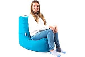 MaxiBean Bean Bag Chair Seat Indoor Or Outdoor Garden Beanbag Kids Gaming Recliner Cushion With Filling Included (Aqua)