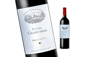 FUNFEST Etiqueta Botella de Vino Burdeos del anuncio de Embarazo - Futura Abuela - Anuncio futuro nacimiento para Abuela - Abuela
