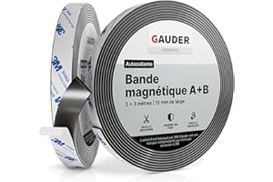 GAUDER Type A + B Bande Magnétique Autocollante I Bande Magnétique Adhésive | Bande Magnétique pour Moustiquaires & Rideaux (3 m + 3 m)
