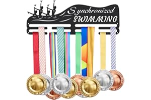 SUPERDANT Soporte para Medallas de Natación Sincronizada Exhibidor de Medallas de Hierro para Natación Gancho para Medallas para 60 medallas Ganchos Negros Montados En la Pared Exhibidor para Medallas