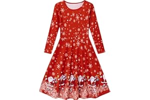 Dancinova Girls Dress Long Sleeve A Line Dress Colorful Print Casual Party Dresses 4-12 Years