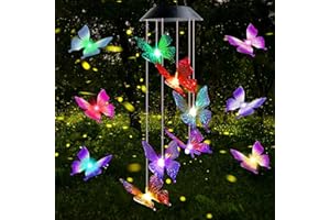 Gerhannery Scacciaspiriti Per Esterni Scacciapensieri A Vento Lampada Solare Da Giardino Lampada Da Giardino Impermeabile Lampada Solare A Led Per Terrazzo Ponte Cortili Sentieri (Farfalla)