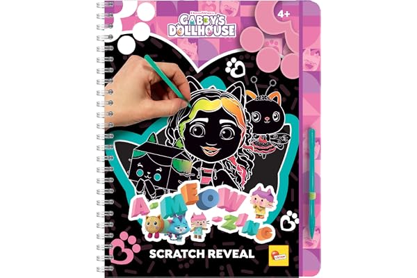Lisciani - GABBY ET LA MAISON MAGIQUE - Carnet Dessins à Gratter A-MEOW-ZING Pour Enfants dès 4 Ans - 44 pages avec Stylo - Apprendre à Dessiner - Coloriage Enfant - Idée Cadeau Gabby's Dollhouse