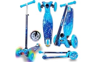 WeLLIFE |Scooter RGX| Monopattino per Bambini da 3 a 12 Anni| Monopattino Bambino 3 Ruote Luminose a LED| Monopattino Bambina con Impugnatura Regolabile in Altezza|