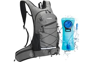 TEUEN Zaino Idratazione con Vescica 2L, Zainetto Running Leggero Donna Uomo Zaino con Sacca Idrica per Corsa MTB Ciclismo Maratona Trekking Trail, Zaino Acqua 6L Unisex Adulto