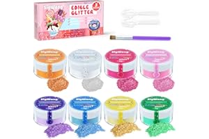 SIGWONG Ensemble Paillette Alimentaire Comestibles, 8 Couleur poudre Alimentaire pour Boisson, DéCoration de GâTeaux, Chocolat, Cupcakes, 3g chacun