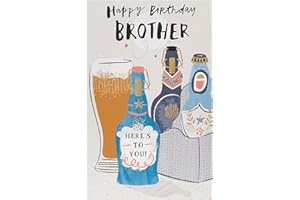 UK Greetings Happy Birthday Brother Beers Birthday Greetings Card, Multi, 133mm x 210mm