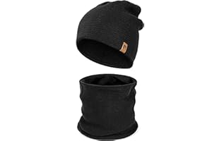 HEYO Herren Wintermütze Schlauchschal Set Winter Warme Mütze mit Schal | HZ0001