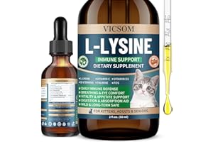 VICSOM Cat Lysine Supplement for Cats, Liquid Lysine for Cats - Immune Support Lysine Drops for Feline Respiratory, Sneezing, Runny Nose, Eye Function, Natural Strengthen Defenses, Chicken Flavor 60 Ml/2 Fl