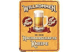 Oryginalna dekoracyjna tabliczka blaszana RAHMENLOS – Willkommenn in der Nachbarschaftskeipe