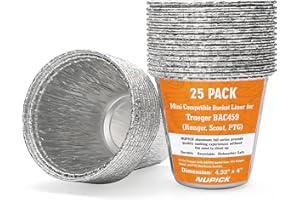 NUPICK 25 Stück Mini-Fett-Eimer-Auskleidung für Traeger Ranger, Scout, PTG, Grillabtropfschale für Traeger BAC459, 10,9 x 10,2 cm