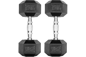 RAVIAN Hex Dumbbells Pair (2.5kg–30kg) | Rubber-Encased Cast Iron Hand Weights Anti-Roll Hex Design Strength Training & Home Gym Fitness Equipment for Men & Women