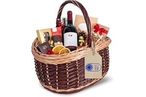 Creative Home Großer Picknickkorb Weidenkorb mit Henkel Einkaufskorb Zweifarbig | 43 x 33 x 40 cm | Pilzkorb Dunkelbraun | aus dunkler und heller Weide | Groß, Leicht, Handgeflochten | Universell