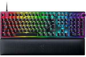 Razer Huntsman V2 (Switches Violets) - Clavier Gamer Optique pratiquement sans Latence (Switches Optiques Clicky, Touches en PBT Doubleshot, Repose-Poignet) Clavier AZERTY | Noir
