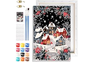 NAIMOER Weihnachten Malen Nach Zahlen mit Rahmen Erwachsene, Winter Malen Nach Zahlen für Kinder Alter 8-12, Digitale Gemälde für Home Decor Geschenke 20x30cm
