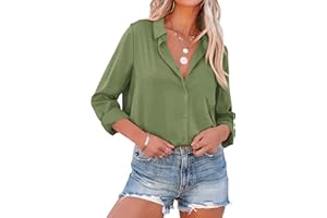 NONSAR Chemise élégante à manches longues et col relevé, blouse pour le bureau, haut décontracté, pour femme