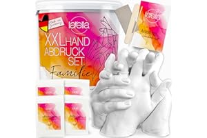 Larella - XXL Handabdruck Set Familie - Muttertagsgeschenke für Mama - Familien-Geschenke - Geschenk für die ganze Familie - 3D Handabdruck-Set - Personalisierte Geschenke für Familien