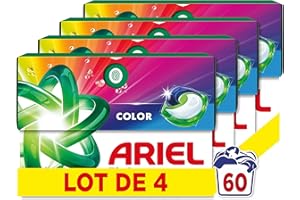 Ariel Pods 3en1 Color, Lessive en Capsules, 60 Lavages (15x4), Action Détachante En 1 Seul Lavage, Dissolution Rapide Même à Froid, Fabriqué en France