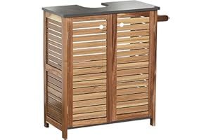 TENDANCE ELEMENTO BAJO LAVABO ACACIA Y MDF 2 PUERTAS + 1 ESTANTE INTERIOR + TOALLERO INTERGRE - ELEMENTO