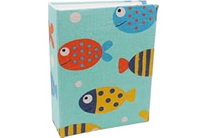 Dankeler Album fotografico per bambini, album fotografico da scaffale 10x15 cm con 100 tasche, libro fotografico con copertina in lino per la famiglia(Pescare)