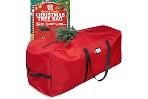 Holiday Cheer Christmas Tree Storage Bag – Heavy Duty Christmas Tree Bag Fits Up to 9ft Tall Artificial Christmas Tree, Waterproof with Durable Handles & Zipper – Xmas Tree Storage Bag (RED)