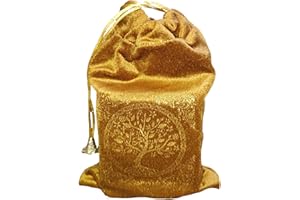 Indian Consigners Soft Velvet Pouch for Tarot, Altar, Rune, Gift, Crystal, Jewelry Wrap Bags for Precious, Sacred and Spiritial Item (Gold)