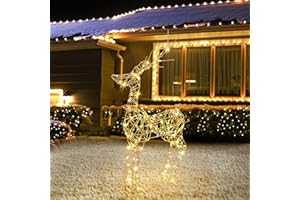 Joomer 240 LED Renna di Natale Luminosa per Esterno, 85cm Renna Luminosa Esterno Alimentazione Elettrica Timer, 8 Modalità Luci Natale Bianco Caldo per Esterni ed Interni, Soggiorno Decorazione