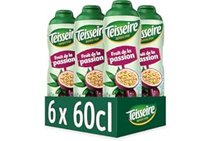Teisseire Le Sirop Fruity Flavour Cordial Natural Ingredients Perfect for Cocktails Teas Desserts Fruit , Passion, 3600 millilitre(Pack of 6 x 600 ml Bottles)