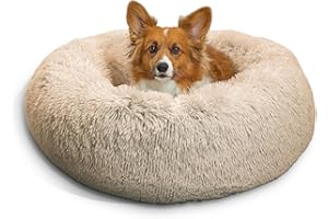 Best Friends by Sheri The Original Calming Donut - Cama para Perros y Gatos - Funda de Pelo sintético con Cremallera de Quita y pon - Lavable a máquina - Marrón grisáceo - 76 x 76 cm - M